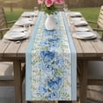 thumbnail image 4 of Hydrangea Eucalyptus Table Runner 72 Inches, Summer Botanical Blue Wooden Bed Runner Dresser Scarves Tabletop for Indoor Outdoor Parties/Ceremony/Banquet, 13" x 72", 4 of 9
