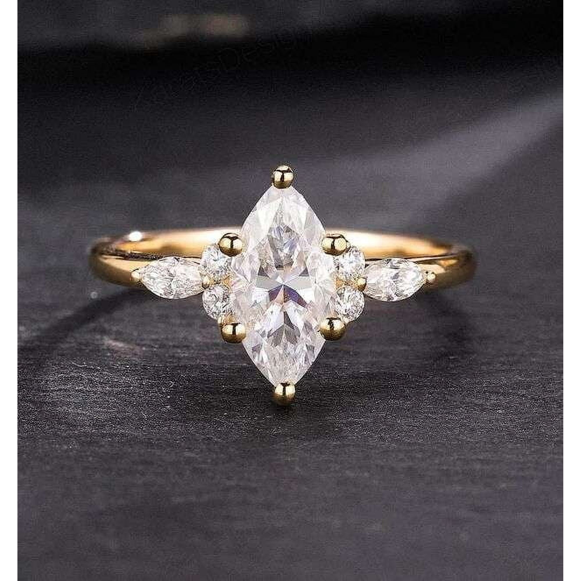 Jewelerix Comfort Fit Ring 1.50 CT Marquise Cut Ring 14K Moissanite Diamond Engagement Ring Wedding Ring for Women