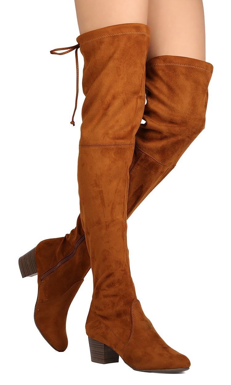 drawstring thigh high boots