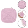 thumbnail image 3 of Unique Bargains 1 Pc Square Pearl Heat Insulation Mat Drink Coaster Pink Cotton rope, 3 of 5
