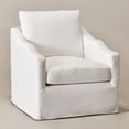 thumbnail image 3 of Pearl White Slipcovered Swivel Barrel Accent Chair with Removable Cushions, Modern Upholstered Armchair, 3 of 16