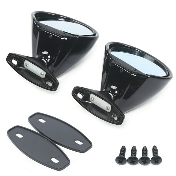 Universal Classic Auto Car Door Side Wing Mirror & Gaskets Vintage Black L R Adjustable Classic Door Wing Side View Car Mirrors Left & Right W/Gaskets Set Car Door Side Mirror & Gaskets Vintage Black