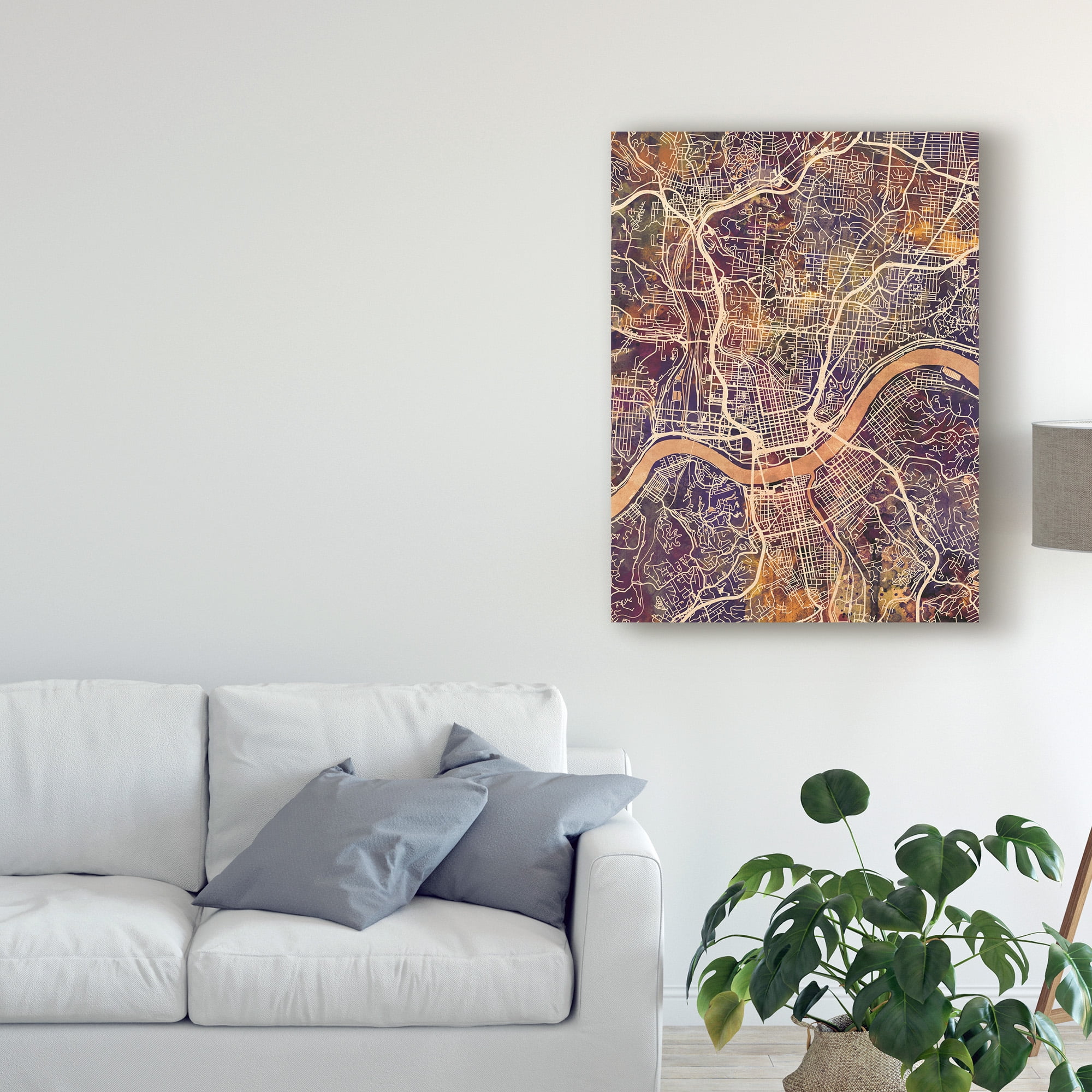 Trademark Fine Art 'Cincinnati Ohio City Map II' Canvas Art by Michael Tompsett