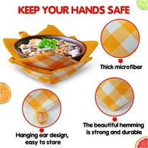 HONMEET 2Pcs Microwave Bowl Cozy Holders Orange Polyester Fiber Sponge Square Anti-Scald Heat-Insulation