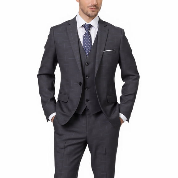 Beauty-Emily Men's 3-Piece Suit Set – Slim Fit Plaid Blazer, Vest & Pants, Elegant Formal Suit for Business, Wedding & Special Events