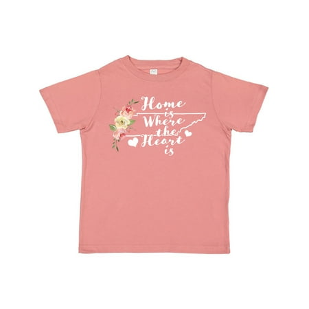 

Inktastic Tennessee Home is Where The Heart is with Watercolor Floral Gift Toddler Toddler Girl T-Shirt