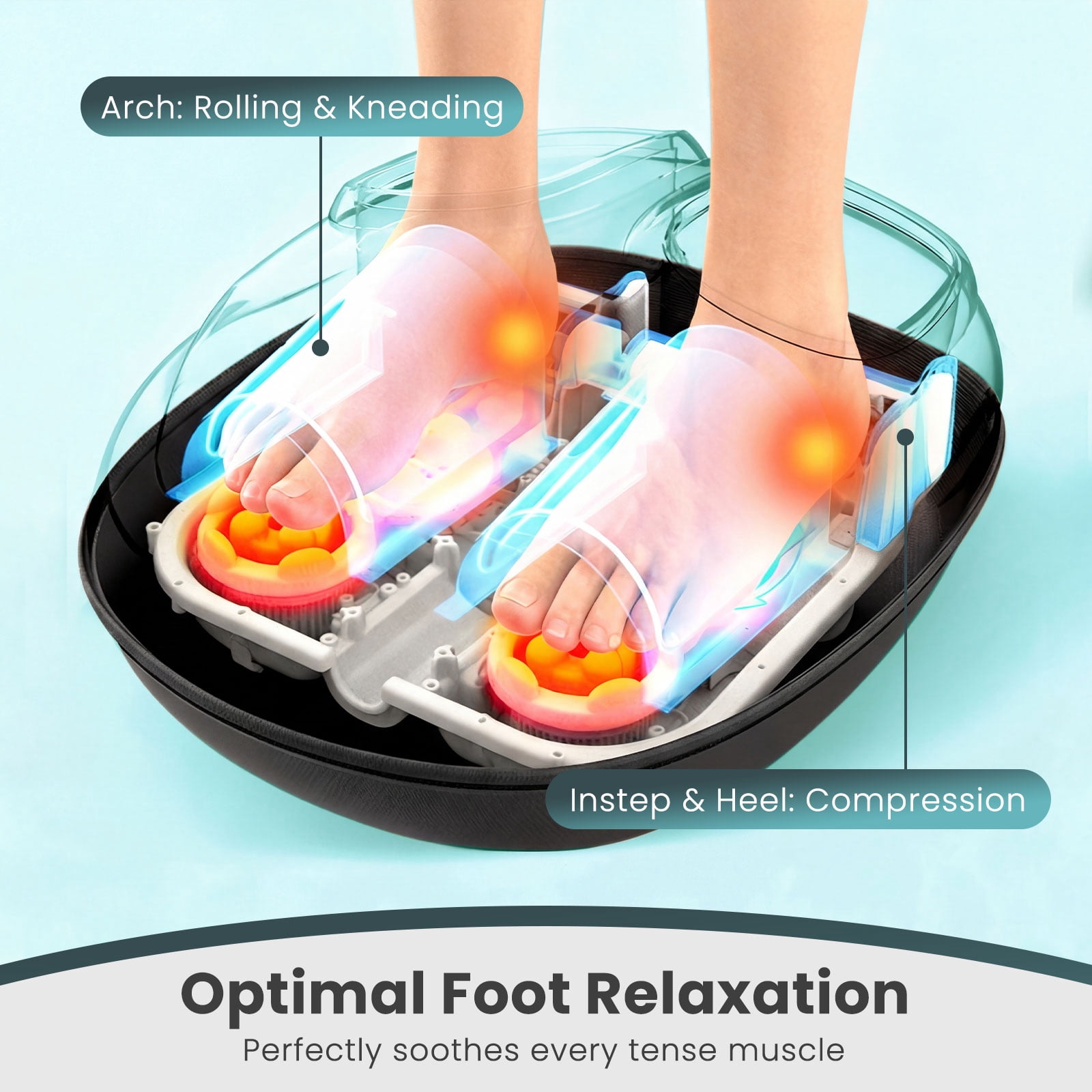 Gymax Shiatsu Foot Massager Machine w/ 2-Level Heat 3-Level Deep-Kneading Timer