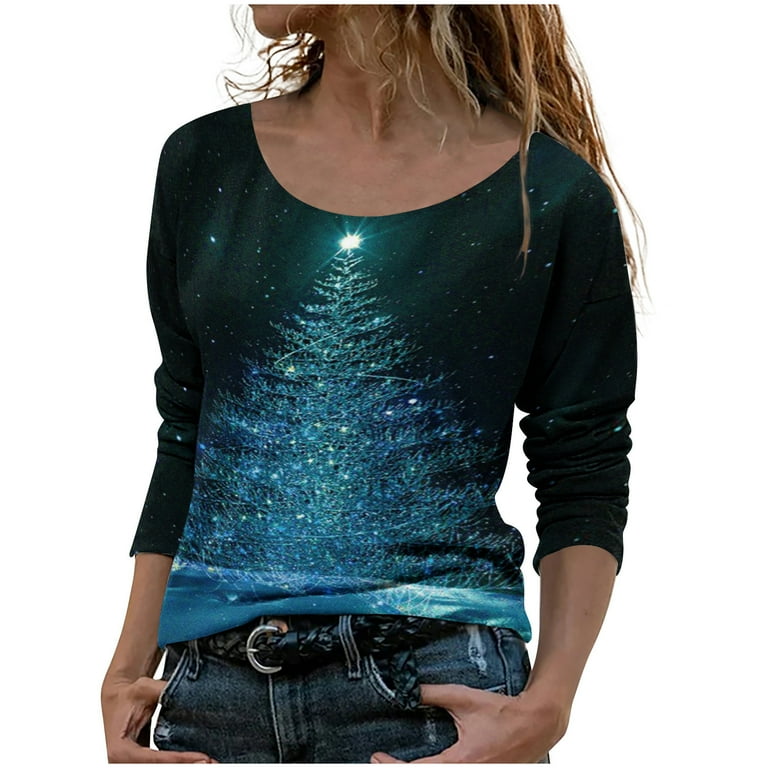 Womens dressy 2025 christmas tops