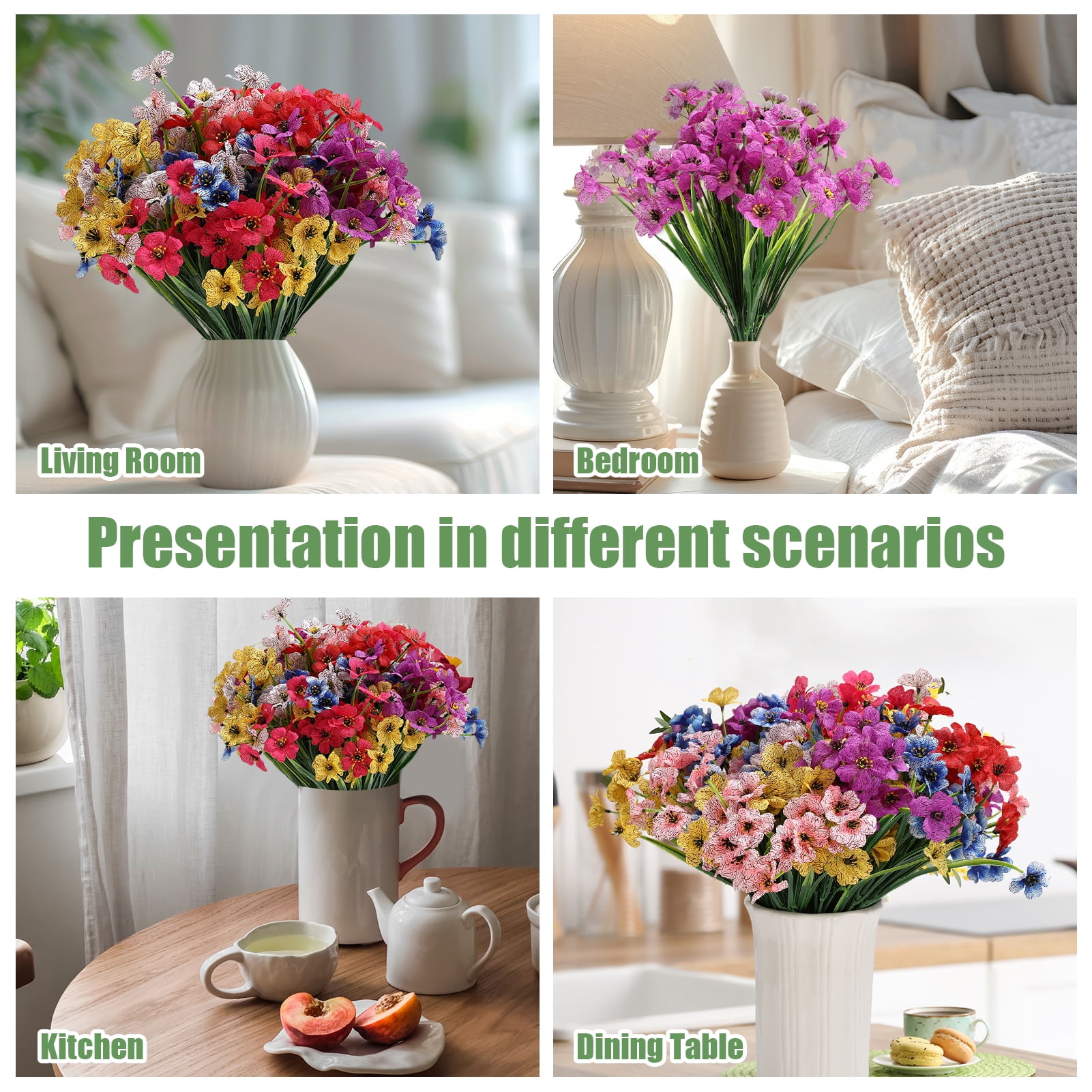 Armscye 28 Bundles Artificial Flowers for Outdoor, Not Fade Fake Plastic Flowers, Faux Plants for Decoration,Hanging Planters Indoor, Outside Garden, Window, Home, Wedding, Farmhouse