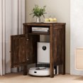 thumbnail image 4 of Gymax Robot Vacuum Stand Cabinet w/ Door & Open Shelf for Home Office Living Room Dark Brown, 4 of 10