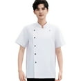 thumbnail image 5 of Ettsollp Chef Clothes Stand Collar Short Sleeve Single-Breasted Men Women Chef Uniform Breathable Solid Color Design Chef Suit, 5 of 8