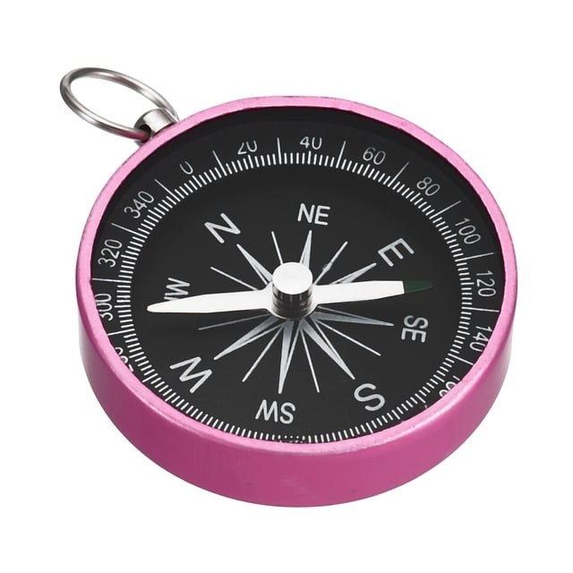 Brújula de bolsillo brújula de navegación deportiva con anillo de llavero blanca rosa