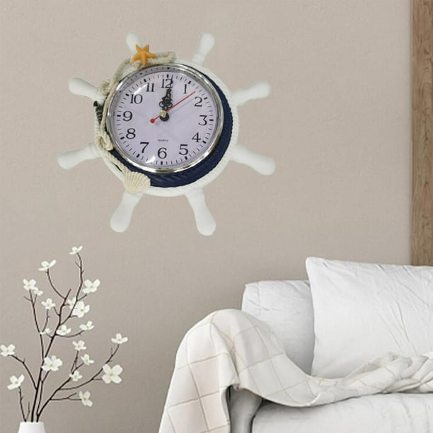 Europeo De Reloj De Pared Oficina Comedor Casero Decoracion De Pared Artesania Azul Soledad Reloj de pared de estilo mediterraneo Walmart en linea