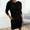 thumbnail image 1 of Mceream Robe Chandail pour Femme 2025 Décontractée à Manches 3/4 Mini-Robe Col Montant à Cordon Chandail Tunique à Enfiler avec Poches Grande Taille Manteau Chamarras Para Mujer Noir m, 1 of 6