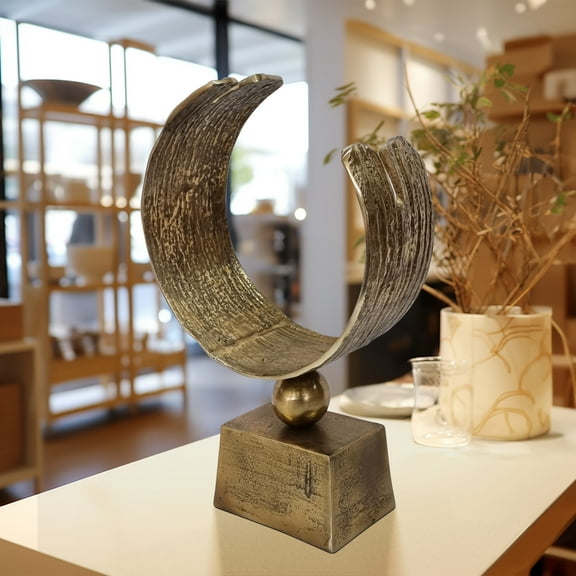 Bronze & Copper Metal Abstract Sculpture - 23" Modern Decorative Aluminum Art for Home, Office, Bedroom, or Living Room Decor