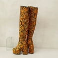 thumbnail image 4 of Lovskoo 2024 Women's Knee High Boots Thigh High Leather Round Toe Wedge Platform Shoes Serpentine Pattern Ultra High Heel Winter Ladies Over The Knee Western Boots Orange, 4 of 8