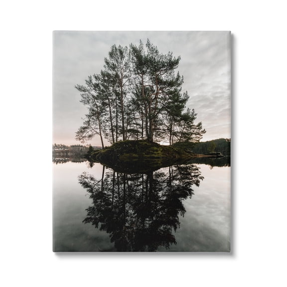 Stupell Industries Tree on Lake Landscape Nature Photography Gallery Wrapped Canvas Print Wall Art, 16 x 20
