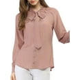 thumbnail image 5 of Unique Bargains Women's Tie Neck Long Sleeve Button Decor Work Office Blouse Top, 5 of 7