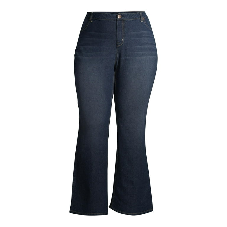 A3 Denim Women's Plus Size Ankle Slimming Jean with Double Button Waistband  