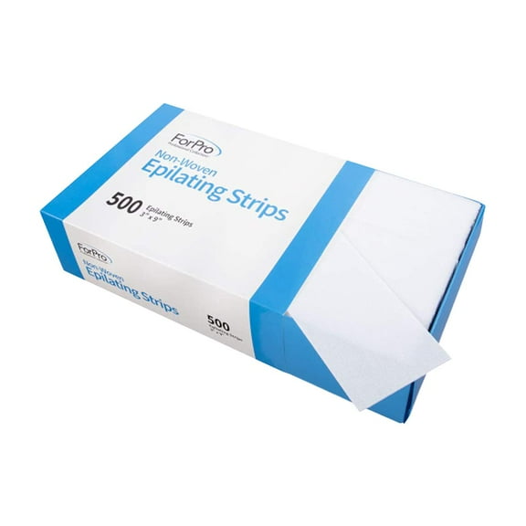 ForPro Non-Woven Epilating Strips, White, Tear-Resistant, Pre-Cut Strips For Hair Removal, 3" W x 9" L, 500-Count