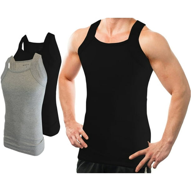 Different Touch 2 Pack Men GUnit Style Square Cut Tank Top
