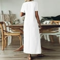 thumbnail image 7 of Qwertyu Summer Dresses for Women 2025 Cotton Linen Maxi Dress Casual Short Sleeve Solid Long Sundress Vacation Dress White XL, 7 of 7
