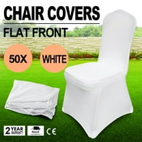 KFFKFF 50 Pcs White Chair Covers Polyester Spandex Chair Cover Stretch Slipcovers for Wedding Party Dining Banquet Flat-Front Chair Covers