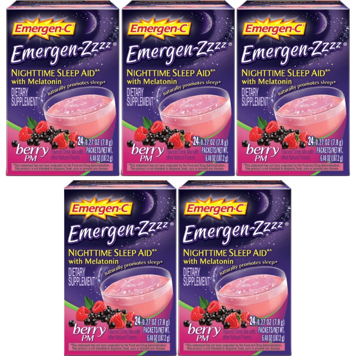 5 Pack EmergenC EmergenZzzz Nighttime Sleep Aid w
