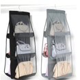 thumbnail image 1 of piezas, almacenamiento de bolsos, versión mejorada, almacenamiento de bolsos, 6 bolsillos grandes, almacenamiento de bolsos, gris, almacenamiento de bolsos, compartimento transparente, bolso de mano, 1 of 5