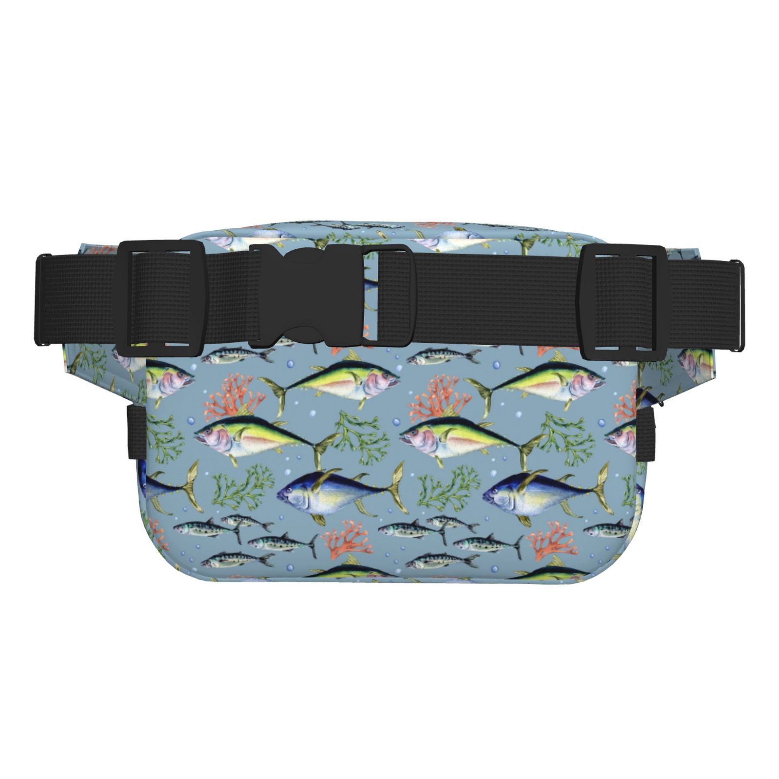Picia Various Wild Sea Fish Print Square Double-Layer Waist Bag Mini Adjustable Waist Belt Bag Exercise Running Travel Hiking