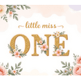 thumbnail image 4 of Floral Design First Birthday Banner Glitter Letters Little Miss ONE for Baby Girl Celebration Birthday Decoration Party Backdrop, 4 of 7