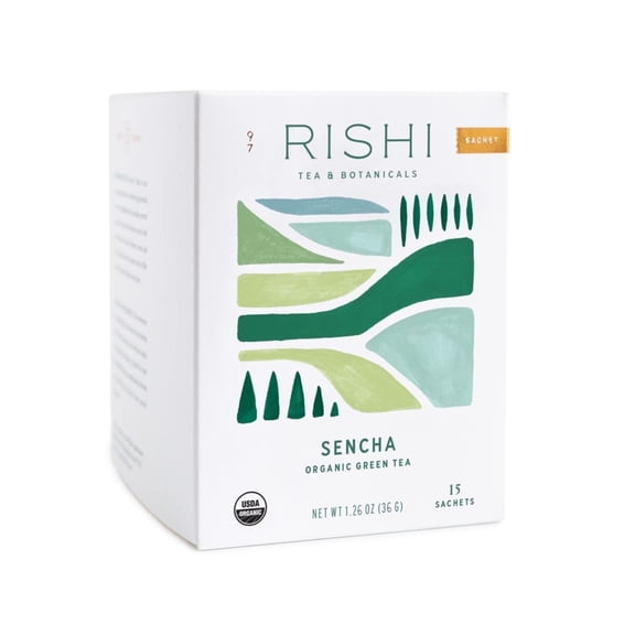 Rishi Tea Organic Green Tea Sencha - 15 Sachets Pack of 4