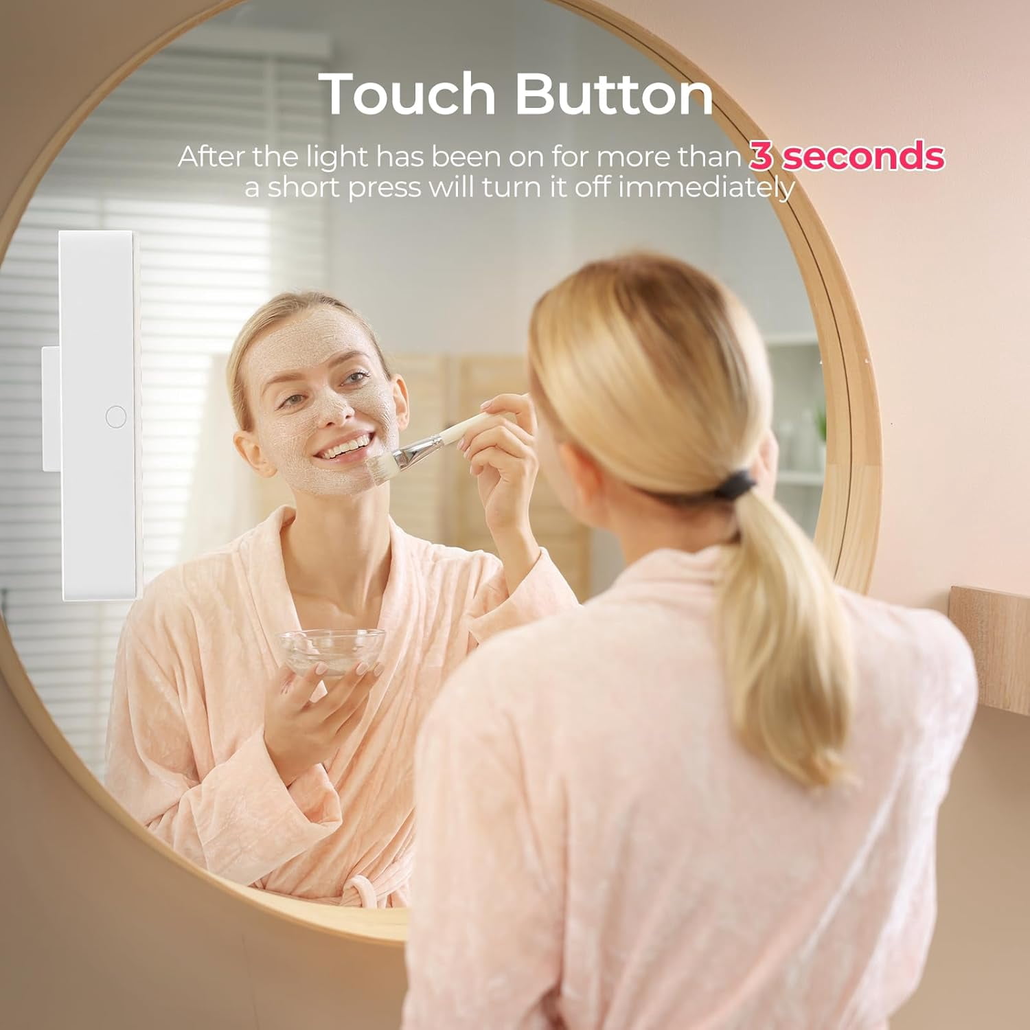 Wireless Vanity Lights for Mirror Set of 2, 4000mAh Rechargeable Stick On Makeup Light, CCT Modes & Dimmable Brightness, Cordless for Mirror Vanity Bathroom