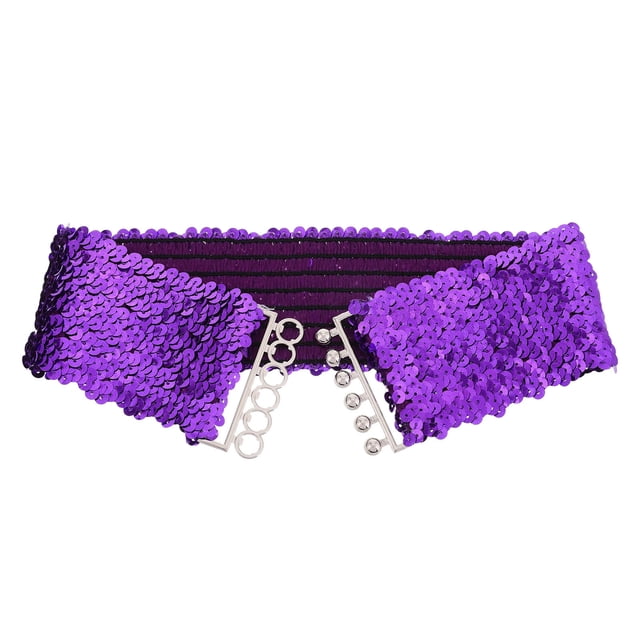 Houderco Accesorio De Con Lentejuelas Morado Cinturón Elástico Para Mujer Para Eventos Y Danza
