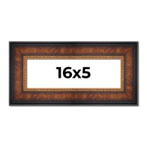 16x5 Frame Brown Walnut Gold Ornate Trim Solid Wood Plein Air Picture Frame | 3 Inch Moulding Width