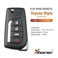 thumbnail image 2 of 5x Xhorse Universal Wired Flip Remote Key Toyota Style Key 4 Button XKTO10EN, 2 of 5