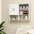 thumbnail image 6 of Bathroom Wall Cabinet Wood Large Wall Mounted Medicine Cabinet with 2 Doors and 4 Open Shelves Over Toilet Storage Cabinet Organizer with Towel Bar,White, 6 of 8