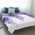 thumbnail image 4 of Purple Watercolor Leaves Blanket Soft Cozy Warm Throw Blanket for Couch, Plush Fuzzy Flannel Fleece Blankets for Sofa, Spring Eucalyptus Botanical Bed Blankets Lightweight Gifts for Women, 40"x60", 4 of 9
