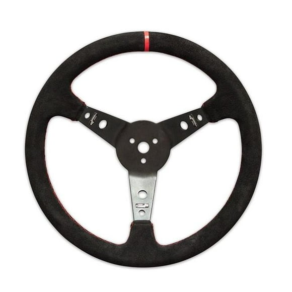 52-56797 Pro Aluminum Suede Dished Steering Wheel - 15 in. Black