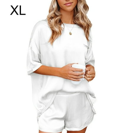 

2pcs Pajama Set Short Sleeve Woman Nightwear Sleepwear Sext Summer