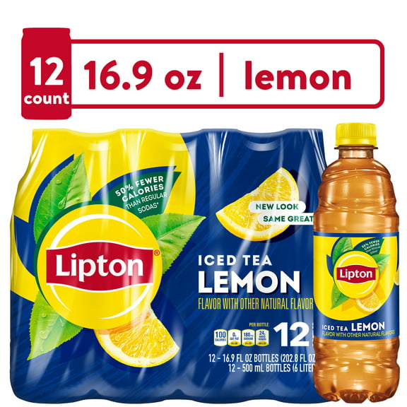 Lipton Lemon Iced Tea, Bottled Tea Drink, 16.9 fl oz, 12 Pack Bottles