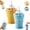 Blue + Yellow, variant on 2-In-1 Collapsible Silicone Ice Ball Maker Cup, Reusable Ice Sphere Mold with Straw & Lid, Easy Demolding for Coffee Juice Home Gym