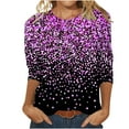 thumbnail image 2 of Sakmal Womens Tops&nbsp; Under $5 Pink 3/4 Sleeve Sequin Print Crew Neck T-Shirts Womens Shirts for Summer, 2 of 5