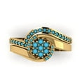 thumbnail image 2 of Clara Pucci 18K Yellow Gold Round Cut 0.025Ct Simulated Turquoise Engagement Ring + Matching Band - Luxury Box Included, 2 of 7