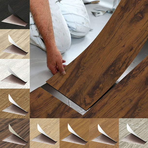 Cvlife Rustic Wood Floor Tiles Stickers, Adhesive Wooden Floor Tiles