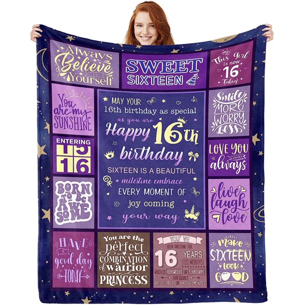 LHSHID 16th Birthday Gifts for Girls Blanket Flannel Soft and Comfortable Anti static Bed Sofa Blanket 60x80in