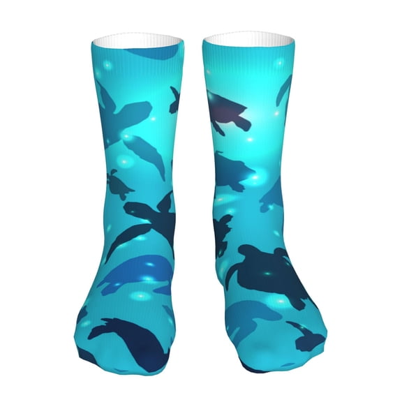 Xecao World Turtle Day Print Fashion No Heel Casual Crew Socks Cushioned Breathable for Men Women - Moisture wicking,Not easy to fade Suitable for daily