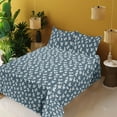 thumbnail image 2 of Ambesonne Bird Print Fitted & Flat Sheet with Shams 4 Pcs Set, Retro Exotic Crane Asian, Queen, Dark Cadet Blue and White, 2 of 5