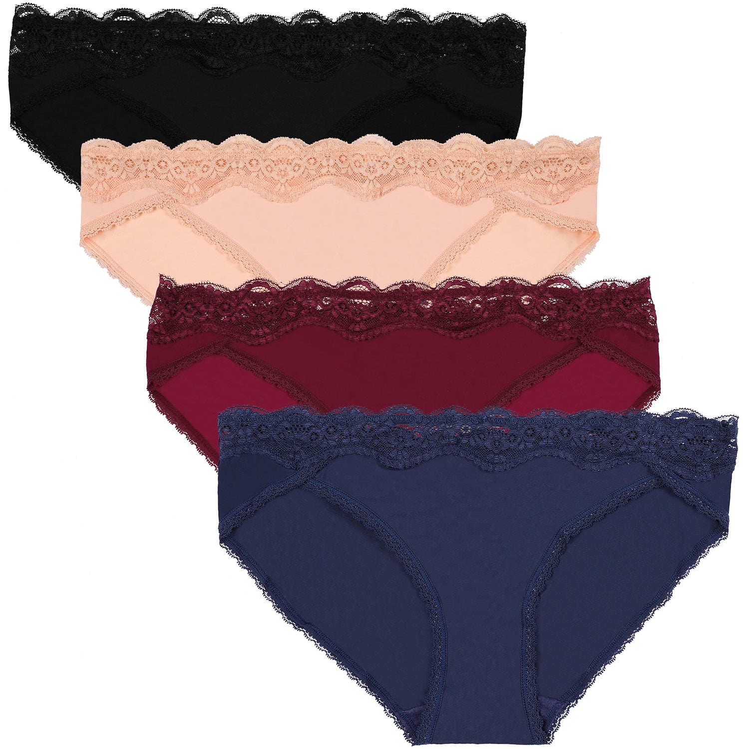 Seasment Women's Underwear Lace Bikini Panties Silky Comfy Lace Briefs Pack of 5 