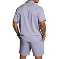 thumbnail image 4 of Men's 2 Pieces Summer Short Sets Short Sleeve Button Down Shirts Summer Beach Shorts Casual Vacation Outfits, 4 of 6